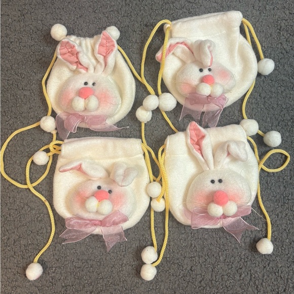 Lot of 4 Vintage Soft Plush Felt Bunny Rabbit Wire Ears...